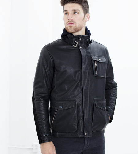 Prince Leather Field Jacket in Meteor