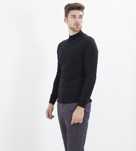 Merino Knit Turtleneck in Black