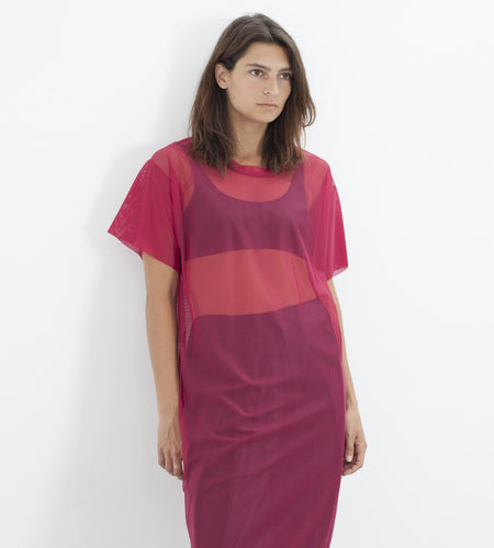 Mesh Over Dress in Pink