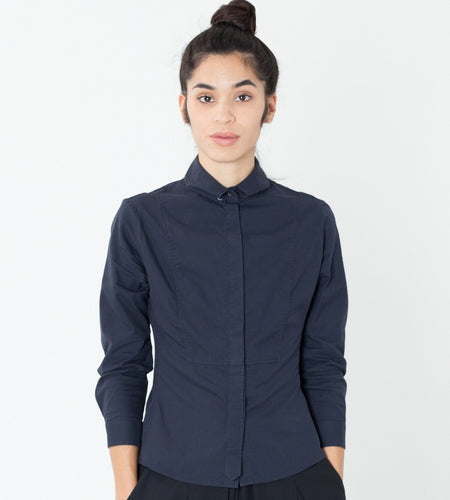 Wrinkled Tux Shirt in Navy