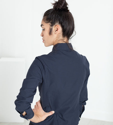 Wrinkled Tux Shirt in Navy