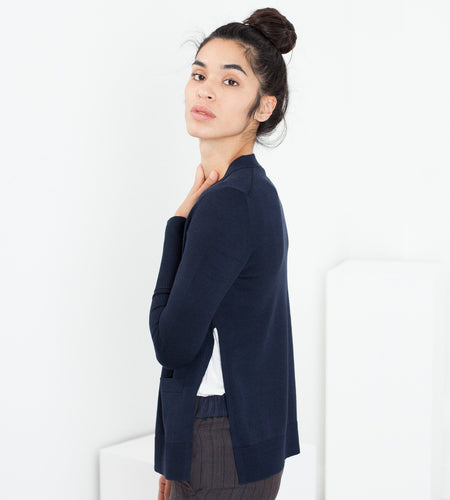Square Cardigan in Navy