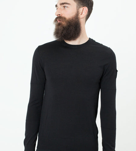 Button Shoulder Pullover in Black