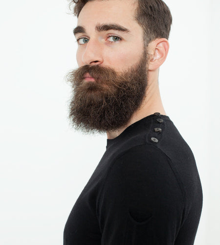 Button Shoulder Pullover in Black