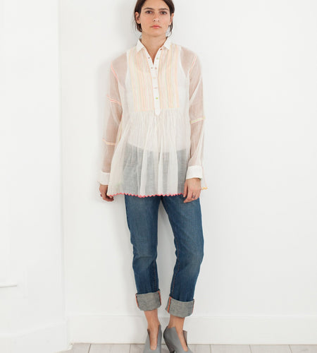 Sheer Rainbow Blouse in White