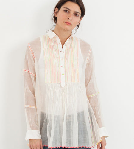 Sheer Rainbow Blouse in White