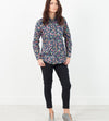 Long Sleeve Blouse in Black/Floral