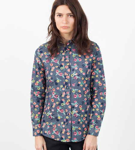 Long Sleeve Blouse in Black/Floral