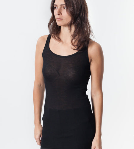 Easy Ribbed Tank in Black