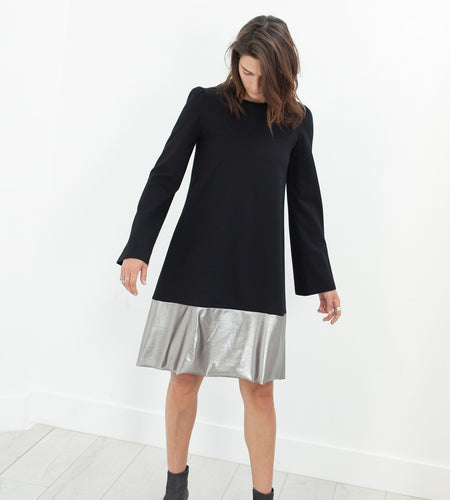 Border Dress in Black/Silver