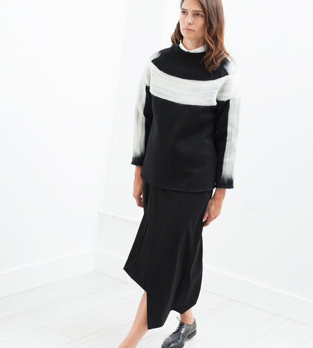 Contrast Felted Sweater in Black