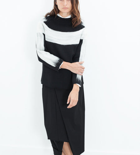 Contrast Felted Sweater in Black