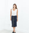 Contrast Zipper Skirt in Navy
