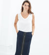 Contrast Zipper Skirt in Navy
