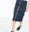 Contrast Zipper Skirt in Navy