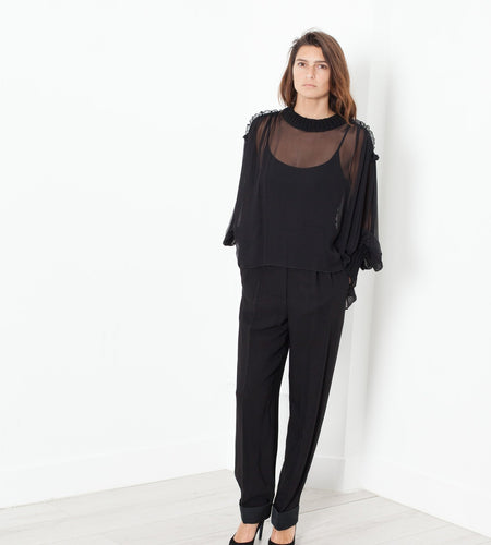 Poet Silk Sweater in Black