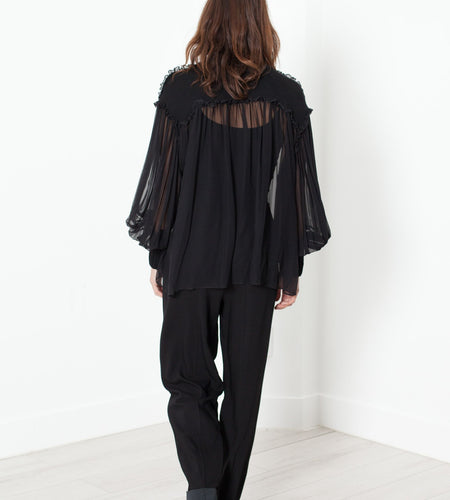 Poet Silk Sweater in Black