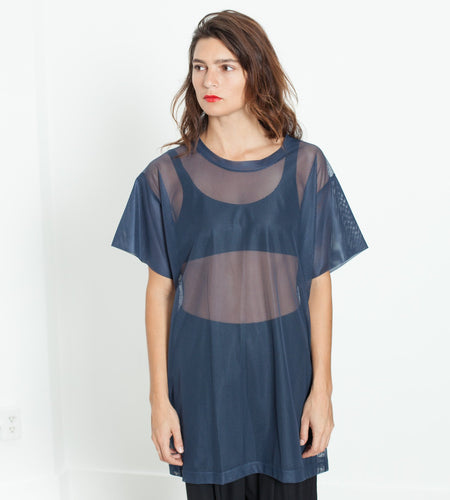Mesh Over Tee in Navy