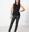Leather Panel Trouser in Black