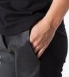 Leather Panel Trouser in Black