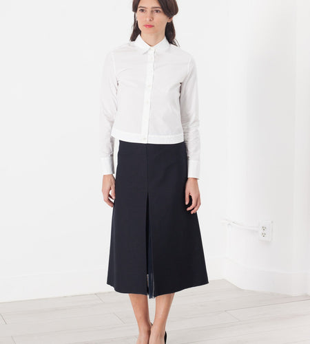 Tulle Pleat Skirt in Navy