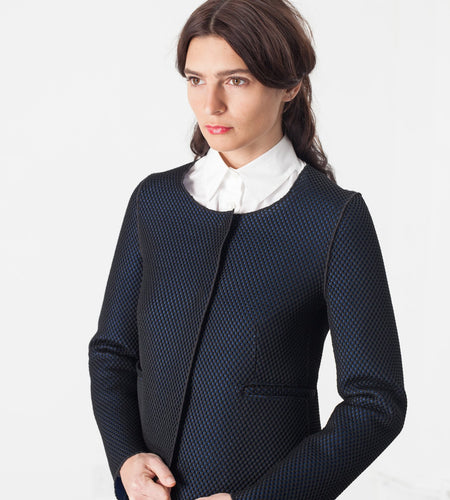 Weave Jacket in Black/Blue