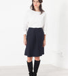 Pleated Wool Skirt in Navy