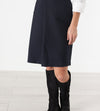 Pleated Wool Skirt in Navy