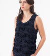 Ruffled Tank Top in Navy