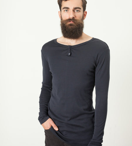 Cotton Henley in Blue Grey