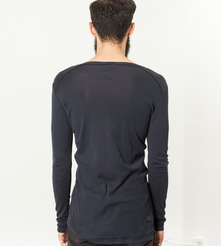 Cotton Henley in Blue Grey
