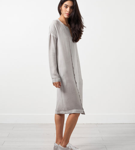 Long Sleeve Silk Dress