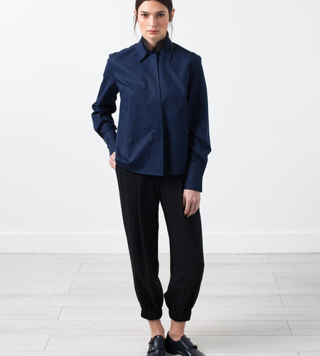Sheer Silk Collar Button Up