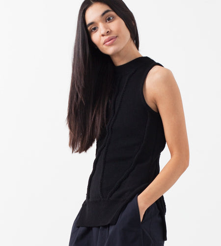 Curved Stripe Knit Tank