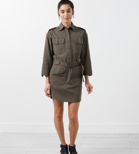 Belted Surplus Dress