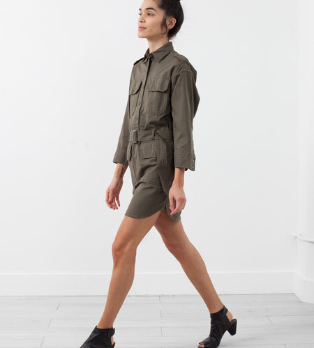 Belted Surplus Dress