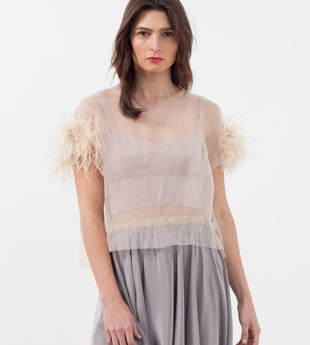 Organza Feather Top
