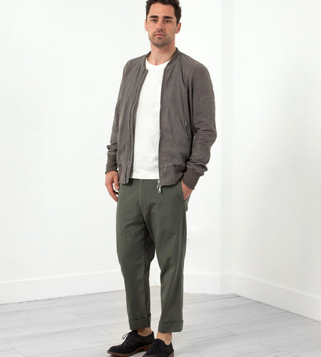 Leather Bomber Jacket in Dust