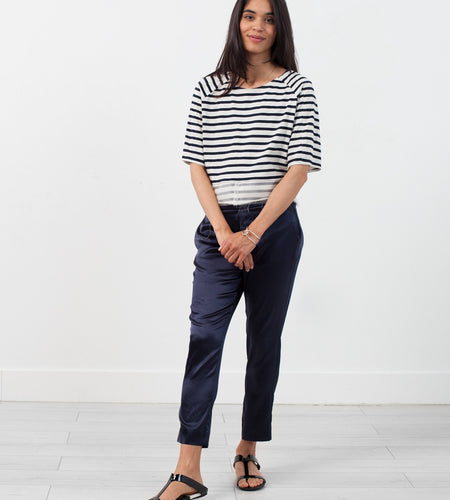 Sleeve Top in Navy Stripe