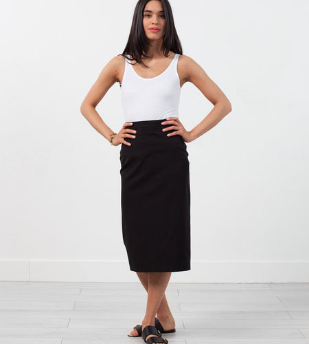 Long Pencil Skirt in Black
