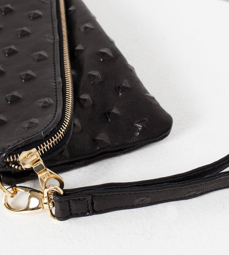 Roxanne Leather Clutch in Black