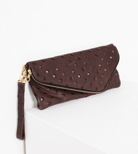 Roxanne Leather Clutch in Brown