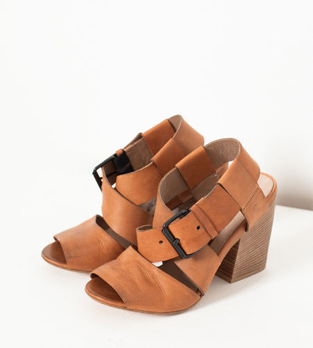 Buckle Strap Heel in Brown