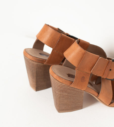 Buckle Strap Heel in Brown