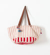 Woven Oversized Tote in Red Stripe