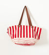 Woven Oversized Tote in Red Stripe