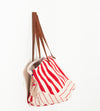 Woven Oversized Tote in Red Stripe