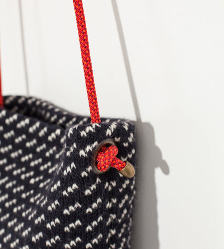 Wool Shoulder Pouch in Black/White