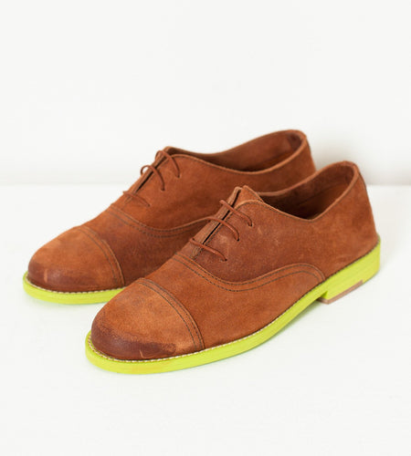 Suede Oxford in Natural/Lime