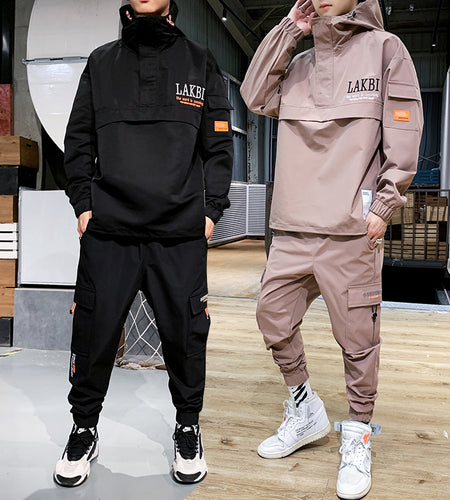 2020 Workwear jacket men's Hooded Jacket+Pants 2PC Sets  baseball  loose Pullover coat & Long Pants Mens Clothing